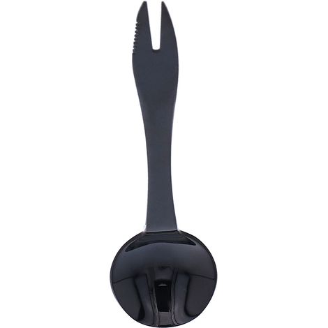 Fourchette Cuillère 3 en 1 Portable Multifonction avec Dents pour Maison et Voyage Noir (1/5)