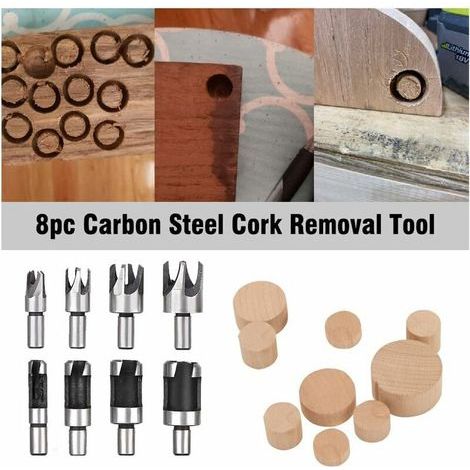 Pièces Fraise à Bouchonner Bois, Mèche à Bouchon Bois 6 mm/10 mm/13 mm/16 mm, Acier Carbone Bois Plug Perceuse pour le Travail du Bois, Forets à Bois à Griffe et Coniques (1/4)