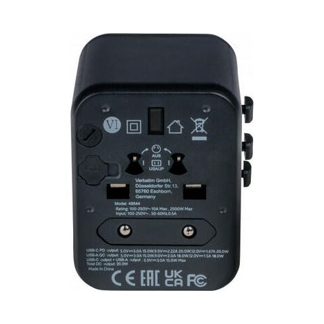 49544 adaptador de enchufe eléctrico Universal Negro (1/4)