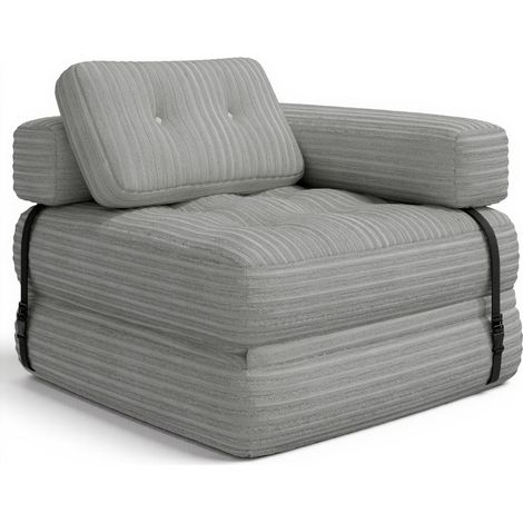 Sofá Bealife Sofá Cama 1 Plaza con Reposacabezas en L, Sin Montaje en Terciopelo Acanalado, Cojín Largo Gris 85 x 85 cm