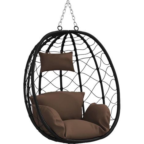 Maison Exclusive - Sedia uovo sospesa Caffè 91,5 x 54,5 x 107 cm polyrattan