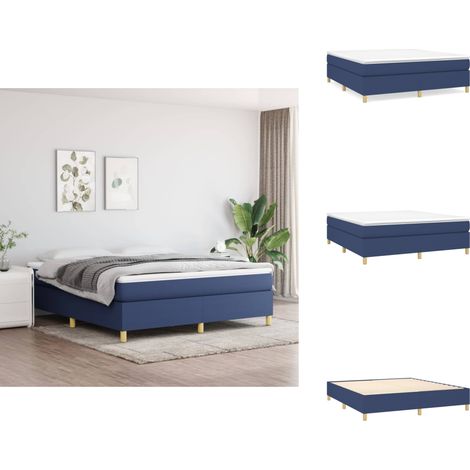 Boxspringbett mit Matratze Blau 180x200 cm Stoff - Boxspringbett - Doppelbett - Blau - Bettsofa - Matratze (1/5)