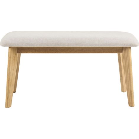 Skandinavische Bank in beige Samt-Textur-Stoff und hellem Holz L92 cm ELION (1/5)
