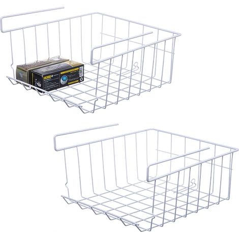 Set of 2 Metal Hanging Baskets Stackable for Kitchen, Office, Pantry, Bathroom, Wardrobe (1/5)