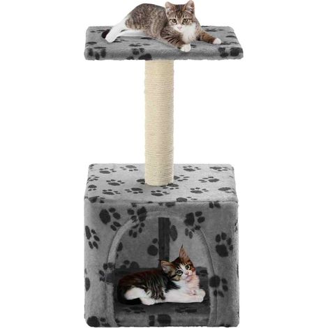 Katzen-Kratzbaum Sisal 55 cm Grau Pfoten-Aufdruck