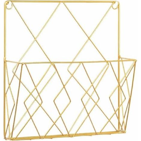 Porte Revue Mural,Porte Revue Metal,Porte-Journaux Panier à Journaux Porte Revue Mural,Porte-Revues Journal De Stockage Organisateur MéTal Fil Noir DéCoration Shelf Fichiers (or) (1/5)