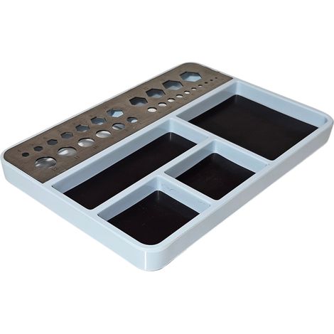 Plateau de tri de pièces aimanté organizeur de vis et douilles pour réparation RC, acier inoxydable et plastique résistant, 17,6x12,2x1,7 cm, pour écrous ronds et hexagonaux, clous, rondelles et tiroi