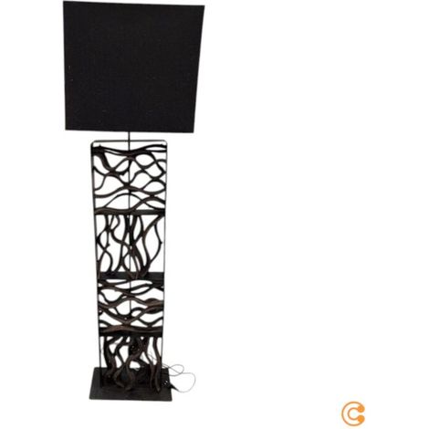 [GEBRAUCHT] B-Ware KARE Stehleuchte Nature Wave Lampe Holzfuß E27 schwarz braun 163cm Höhe 1x60W (1/2)