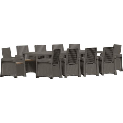 Maison Exclusive - Set da Pranzo per Giardino 11 pz Grigio chiaro e Tortora PP (1/5)