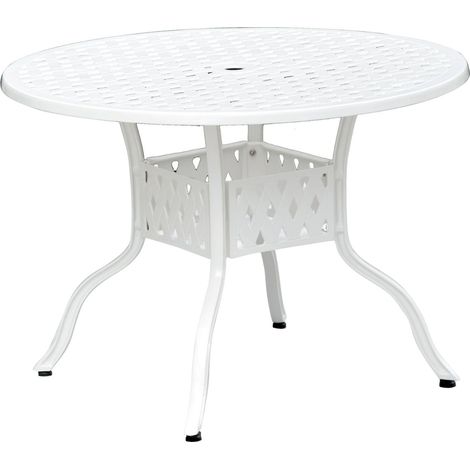 Inko Gartentisch Alu-Guss weiß Tisch Terrassentisch Form/Größe nach Wahl Ø 106 cm (1/5)