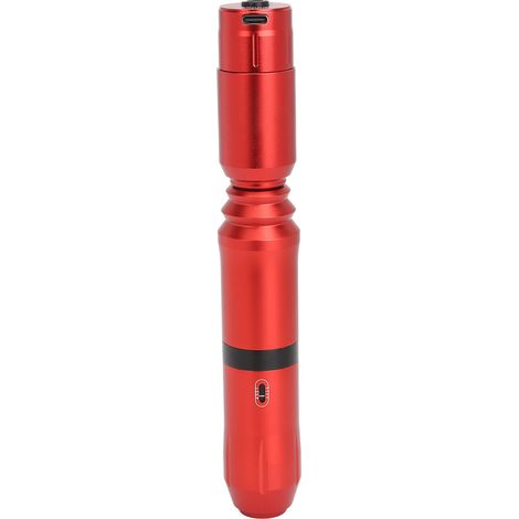 Kit de stylo pour machine à tatouer rotative professionnelle, 50 ml de liquide, machine à tatouer sans fil complète, alimentation incluse, rouge (1/5)
