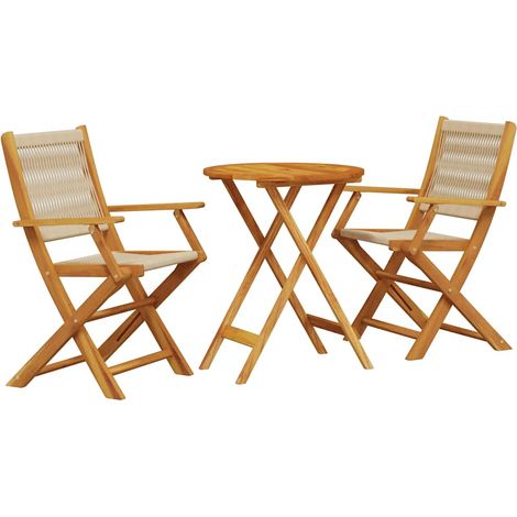 Set da Bistrot 3 pz Salotto da Giardino Beige in Polipropilene e Legno Massello (1/5)