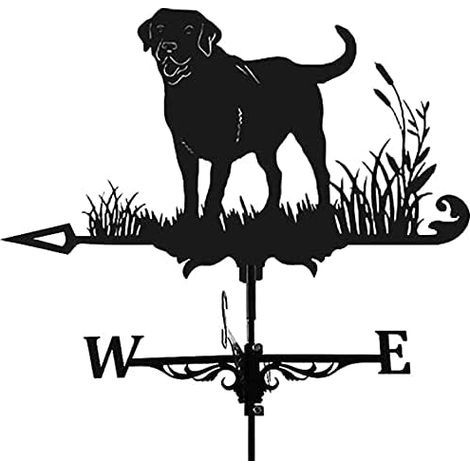 Vintage Black Metal Weathervane with Wind Direction Indicator for Outdoor, Garden, Roof, Paddock Decoration (Dog) (1/5)
