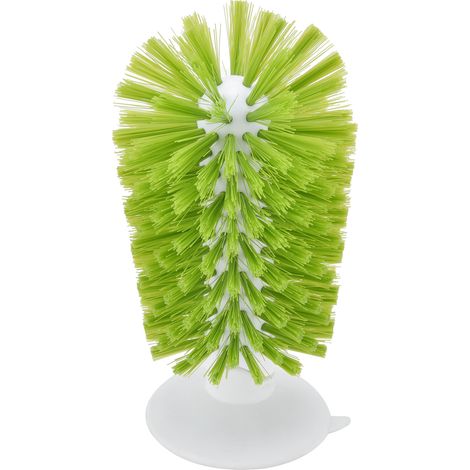 Brosse de nettoyage verticale à ventouse pour évier, verre, bouilloire à pied, verte (1/5)