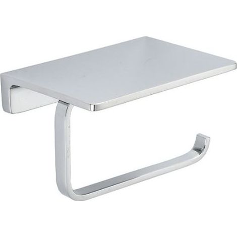 Porte-papier toilette avec étagère, chrome (1/4)