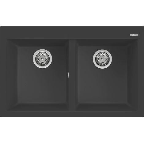 Lavello Elleci Incasso 2 vasche 79x50 Quadra 350 Granitek Antracite LGQ35059