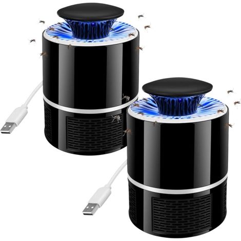 Lampada LED portatile USB repellente per zanzare (confezione da 2), trappola per zanzare, insetticida, nera. (1/4)