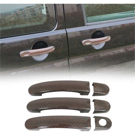 OMAC Couverture poignée de porte Compatible avec VW T5 Transporter 2003-15 3 Portes carbone Rot