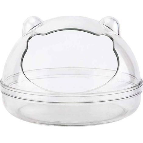 1 salle de bain pour hamster, PP transparent, 3 tailles (petit/moyen/grand), fond profond anti-sable, couvercle amovible (1/5)