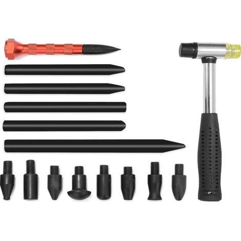 Beyamis Kit combiné d'outils pour la réparation de tôlerie (PDR), comprenant un stylo en nylon, un niveleur en caoutchouc et un marteau de voiture. (1/4)