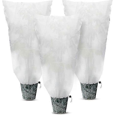 Housses de protection contre le gel pour plantes d'extérieur, lot de 3 sacs en tissu anti-gel pour l'hiver. (1/4)