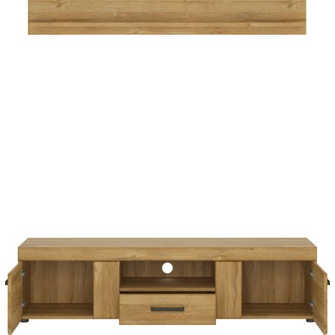 TV Kombination, Fernsehschrank und Wandboard, in Grandson Eiche Nb. CARIATI-129, B/H/T ca. 157/165/41 cm (1/4)