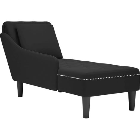 Sofá chaise longue Meridian para interior con cojín y reposabrazos derecho en terciopelo negro DEC026261 (1/5)