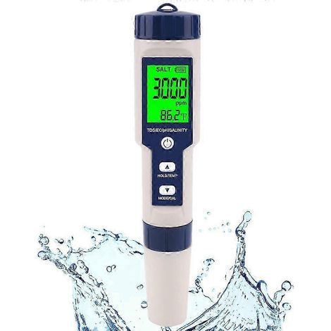 Testeur de sel pour piscine. salinomètre numérique. testeur de salinité 5 en 1 haute précision pour eau salée. IP67 W (1/4)