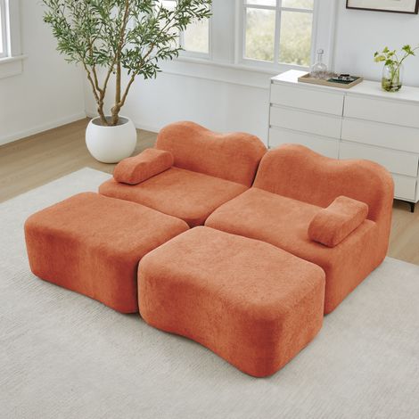 Modulares Sofa mit Hocker Samt Orange OKMYHOME (1/5)