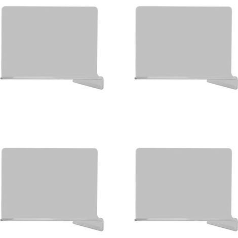 Lot de 4 séparateurs d'étagères transparents pour une organisation optimale de votre placard. Antidérapants et multifonctionnels, ces séparateurs réglables conviennent parfaitement aux vêtements et au (1/5)