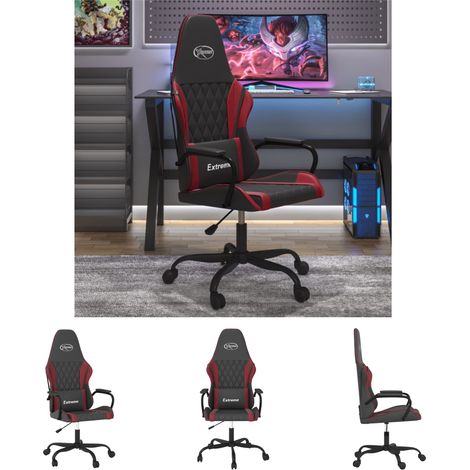 The Living Store Gaming-Stuhl mit Massagefunktion Schwarz und Weinrot Kunstleder -  Gaming-Sessel (1/5)