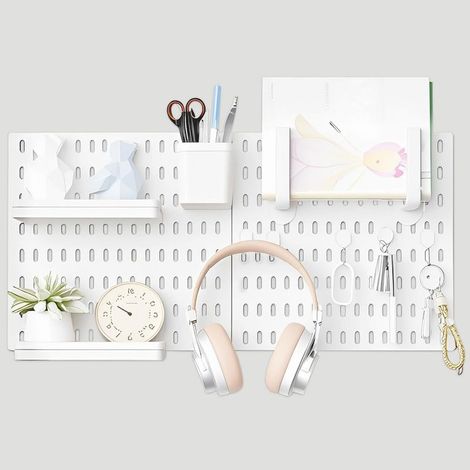 Pegboard Combo Set, Wall Organizer with 2 Pegboards, 1 Storage Box, 2 Shelves, 5 Hooks, 2 Large Hooks, Pegboards for Wall Storage (1/5)