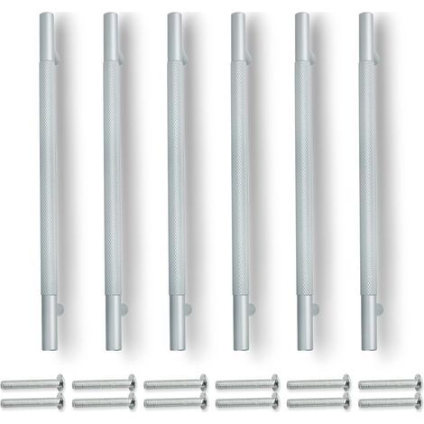 Set mit 6 grauen Schubladengriffen, 214 mm lang, 160 mm Mittenabstand. (1/5)