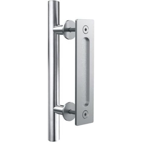 Pair - Poignee Porte Coulissante Poignee de Porte Acier inoxydable Double face Poigné, Argent 30cm (1/4)