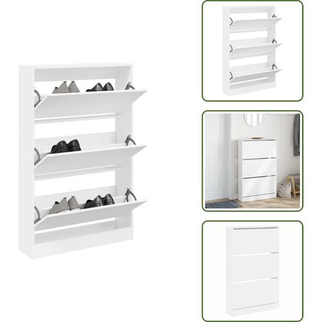 Schuhschrank Weiß 80x21x125,5 cm Holzwerkstoff - Schuhschrank - Schrank Für Schuhe - Schuhregal - Holzwerkstoffmöbel - Garderobe (1/5)