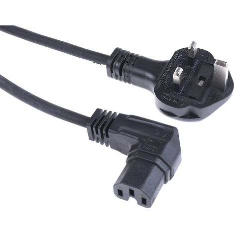 Câble d'alimentation, Noir, Connecteur C15, CEI vers Fiche britannique / 10 A, 2m ( Prix pour 1 ) (1/3)