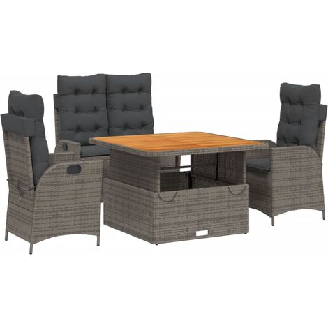 Maison Exclusive - Juego de comedor de jardín 4 piezas con cojine