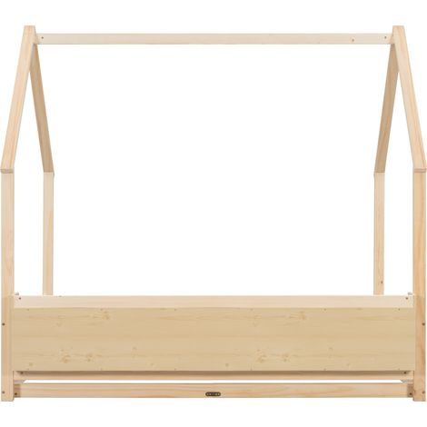 Letto casetta bimbi 140x200 cm pino naturale con ripiani, senza materasso - MEUBLIV (1/5)
