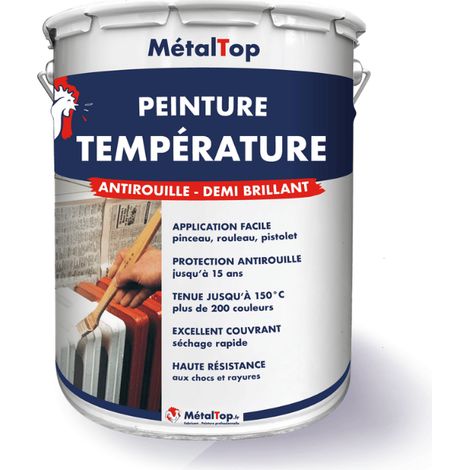 Peinture Temperature - Gris platine - RAL 7036 - Bombe 400 ml - Métaltop
