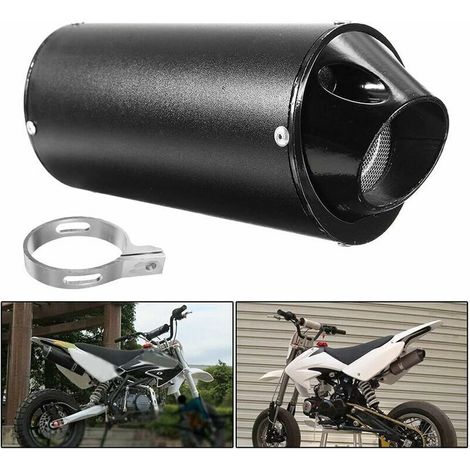 royaluxe -Silencieux d'échappement de moto universel en acier inoxydable avec pince pour 50 cc 110 cc 125 cc Motocross Noir 28 mm, (1/5)