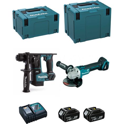 MAKITA Kit DLX2125MJ1B (DGA504 + DHR171 + 2 x 4,0 Ah + DC18RC + MAKPAC 3 + MAKPAC 4)