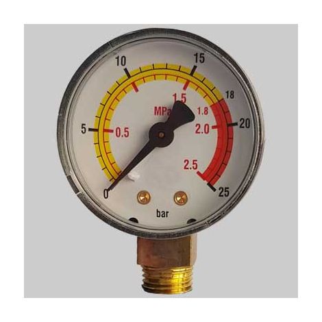 MANOMETRO Ø 50 ATTACCO RADIALE G 1/4  Scala 0÷6 Bar     MADE IN ITALY