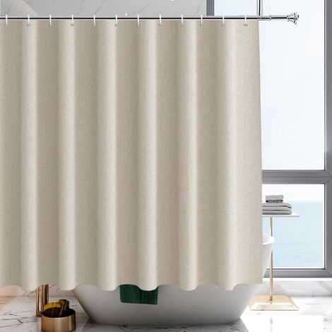 1 Rideau De Douche, Polyester Hydrofuge, Œillets Métalliques, Bord Lesté, Salle De Bain (1/5)