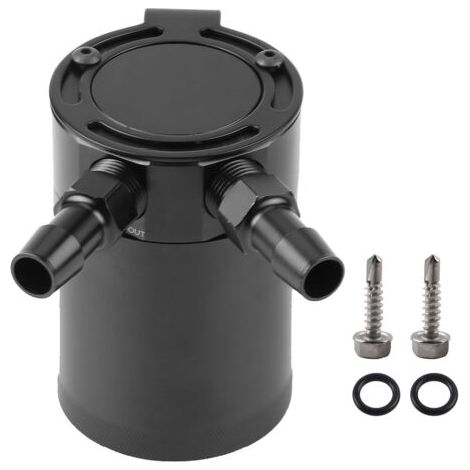 QORVA- Récupérateur d'huile à déflecteur compact universel en alliage d'aluminium, 2 ports, noir (1/5)