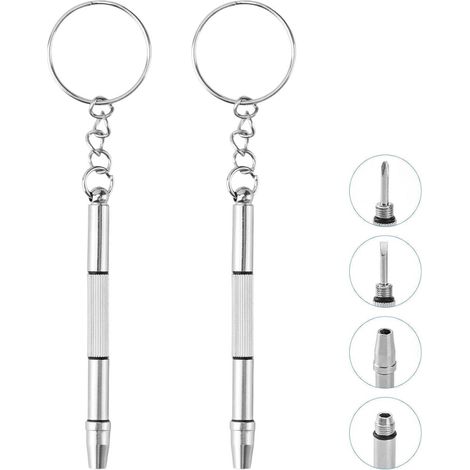 Mini Schraubenzieher Set 4in1 Edelstahl mit Schlüsselanhänger, 2er-Pack (1/5)