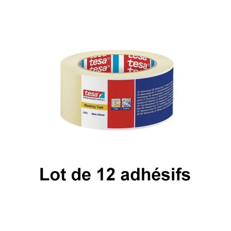 Adhésif de masquage supérieur, 50 mm x 50 m - tesa® 4323 - Lot de 12 adhésifs