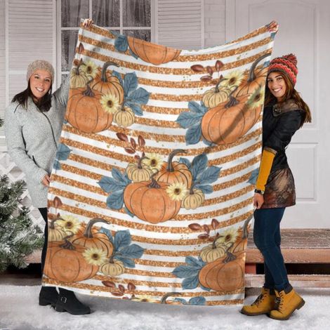 Couverture Jetable - Flanelle Imprimée Citrouille et Feuille d'Érable - Pour Canapé, Lit, Voyage ou Usage Personnel - 150 x 130 cm - 1 Pièce (1/5)