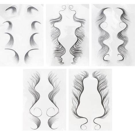 5 autocollants temporaires pour tatouage capillaire, stickers maquillage bouclés, tatouage ligne de cheveux factice (1/5)