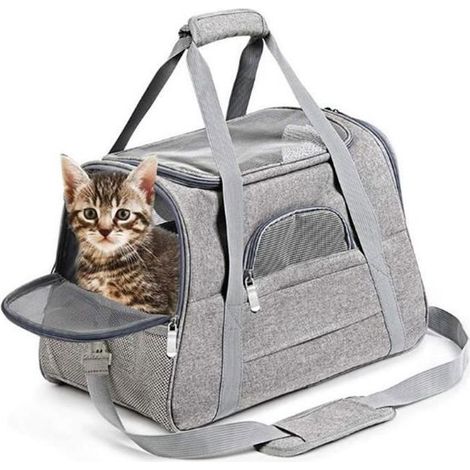 Haustiertragetasche für Hunde und Katzen – Oxford-Gewebe – 43 x 25 x 28 cm – Grau (1/4)
