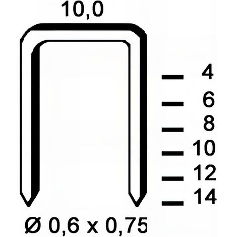 20 000 agrafes galvanisées VF-04 - 10 x 4 x D. 0,6 x 0,75 mm - 6VF041 - Alsafix